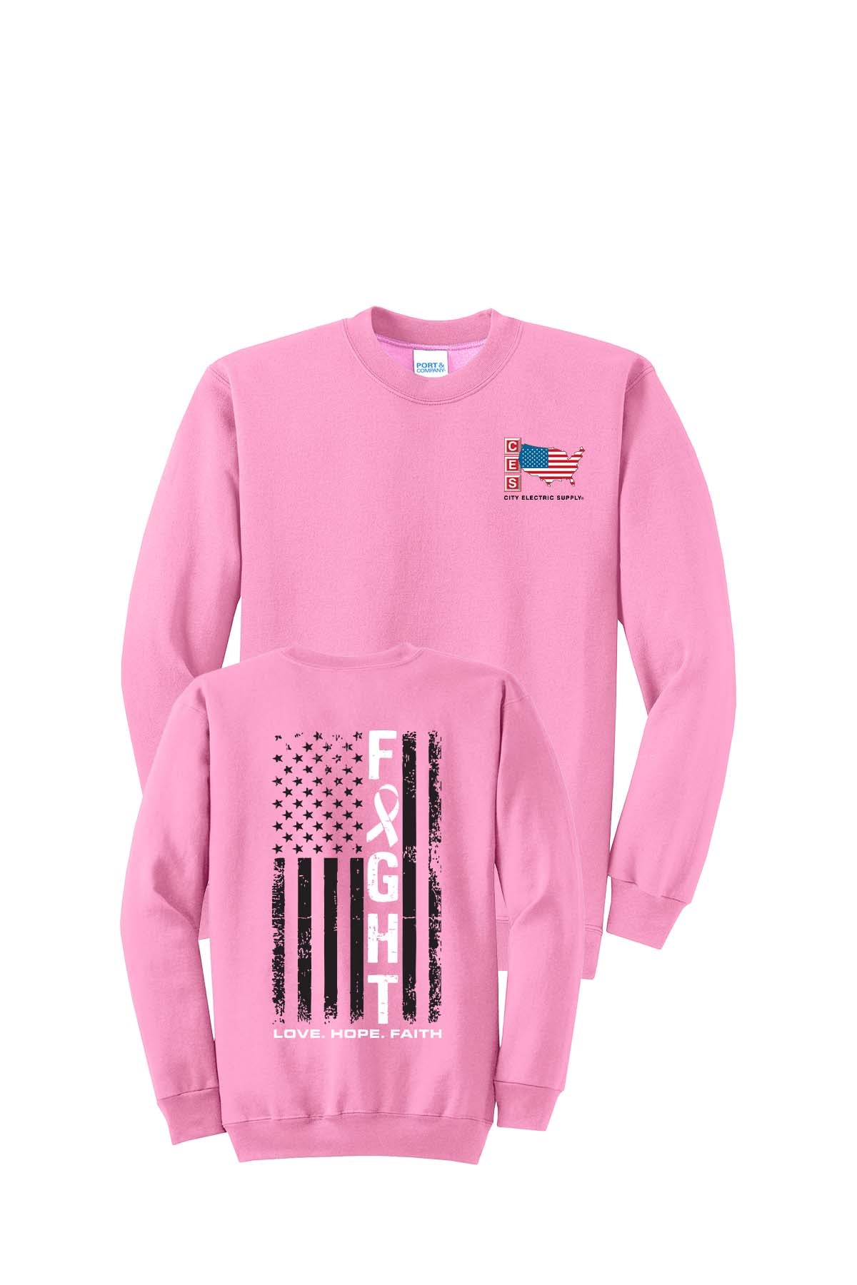 Port & Co® Core Fleece Crewneck Sweatshirt - Breast Cancer Awareness 2026