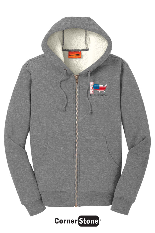 CornerStone® Heavyweight Sherpa-Lined Hooded Fleece Jacket