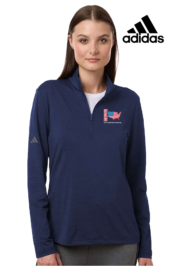 Adidas Women's Textured Stripe Quarter-Zip Pullover