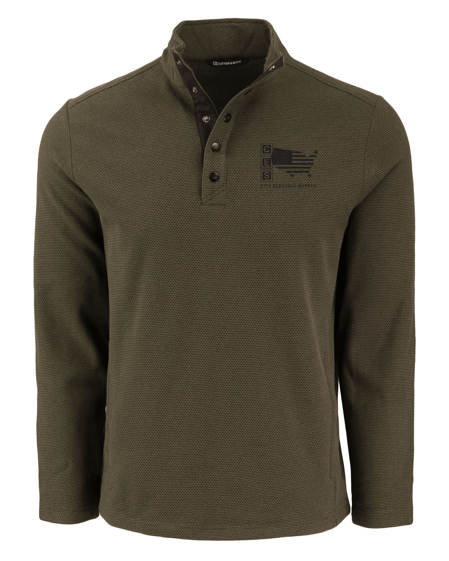 Hunts Point Eco Textured Fleece Recycled Mens Snap Pullover