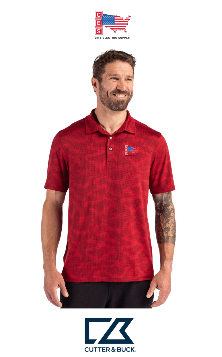 Cutter & Buck Coastline Recycled Double Peached Camo Print Mens Polo