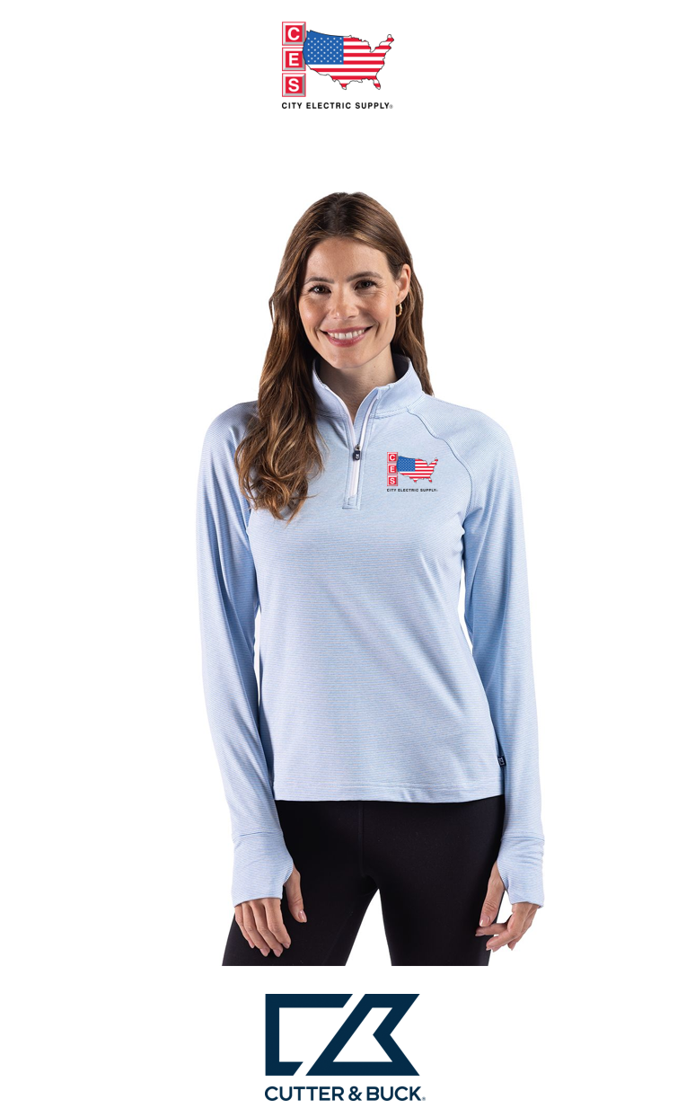 Cutter & Buck Adapt Recycled Soft Knit Stripe Womens Quarter Zip Pullover