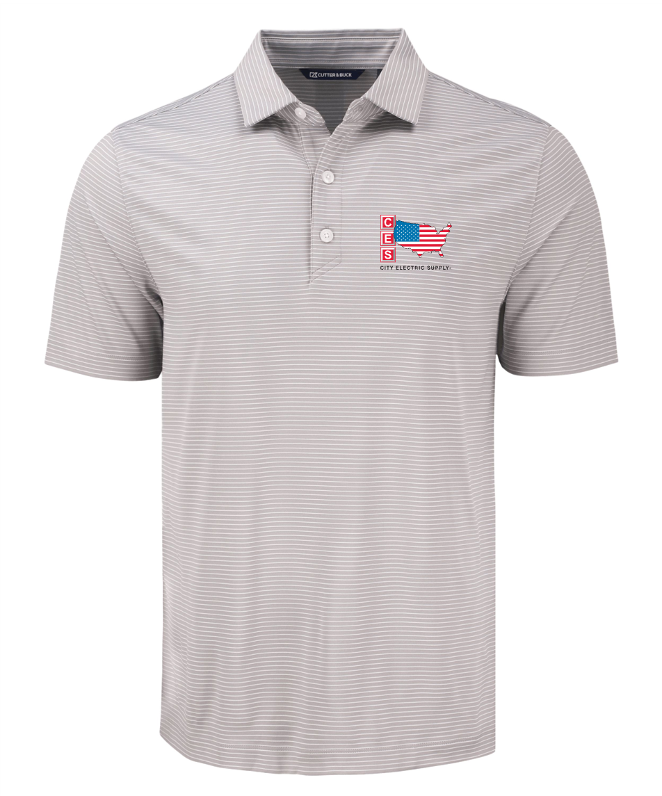 Cutter & Buck Forge Eco Fine Line Stripe Stretch Recycled Mens Polo