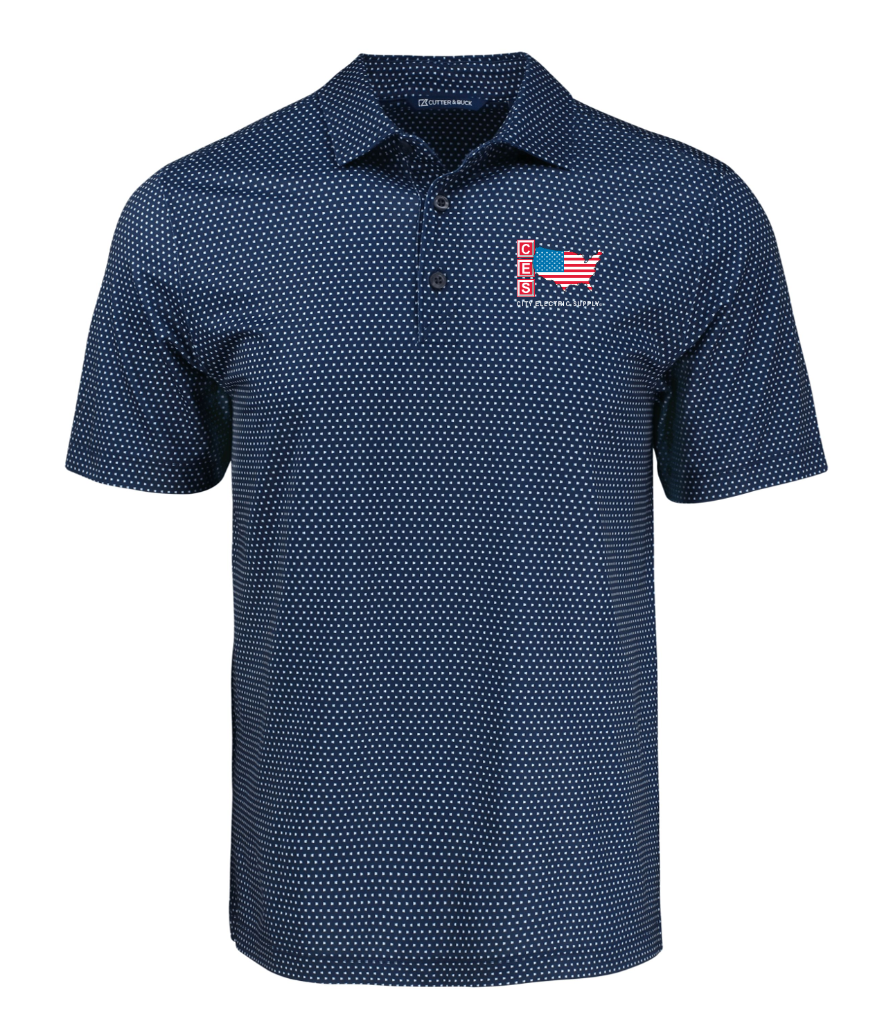 Cutter & Buck Pike Eco Shadow Check Print Recycled Mens Polo