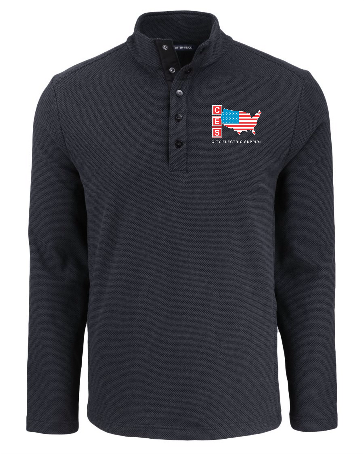 Hunts Point Eco Textured Fleece Recycled Mens Snap Pullover
