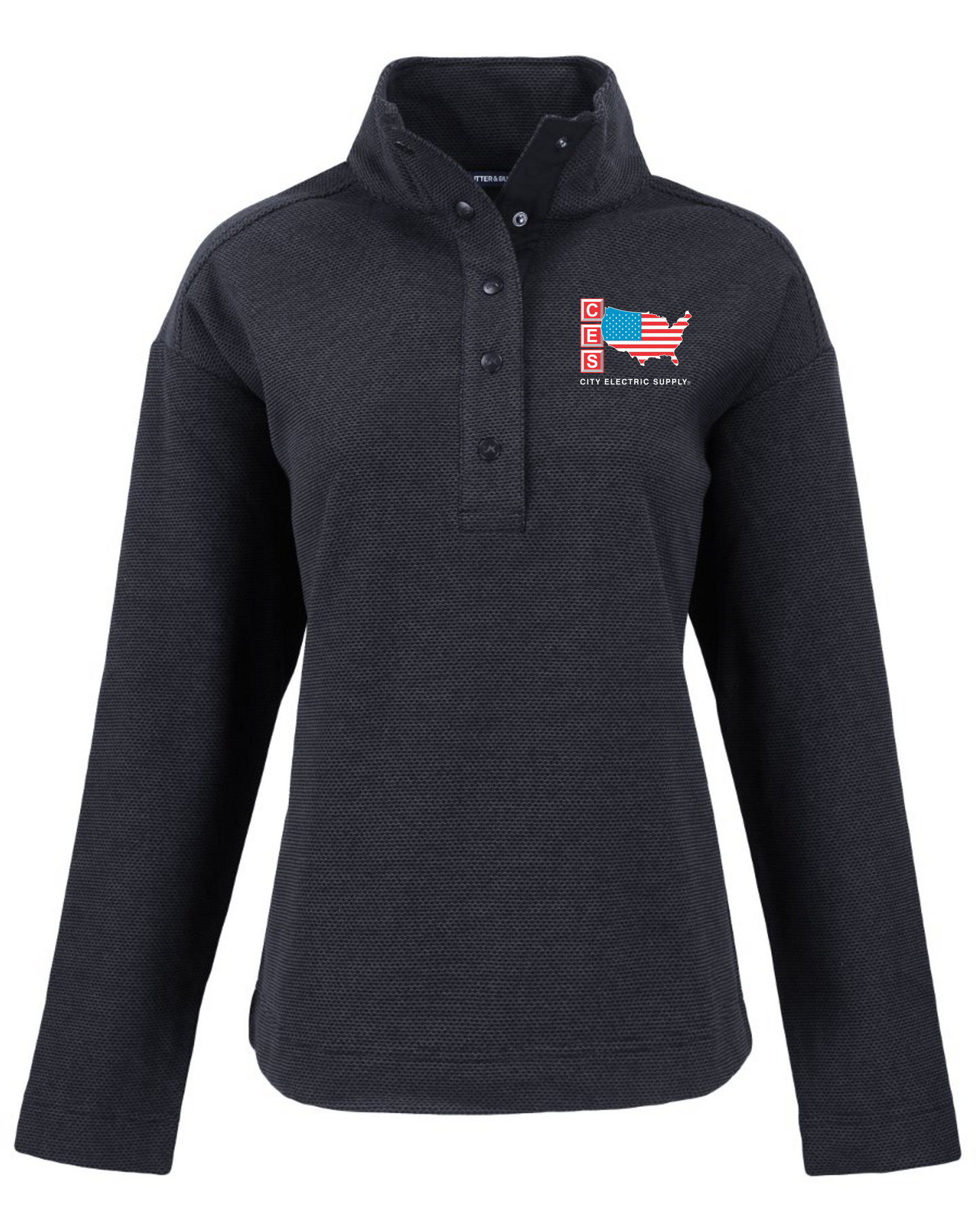Hunts Point Eco Textured Fleece Recycled Womens Snap Pullover