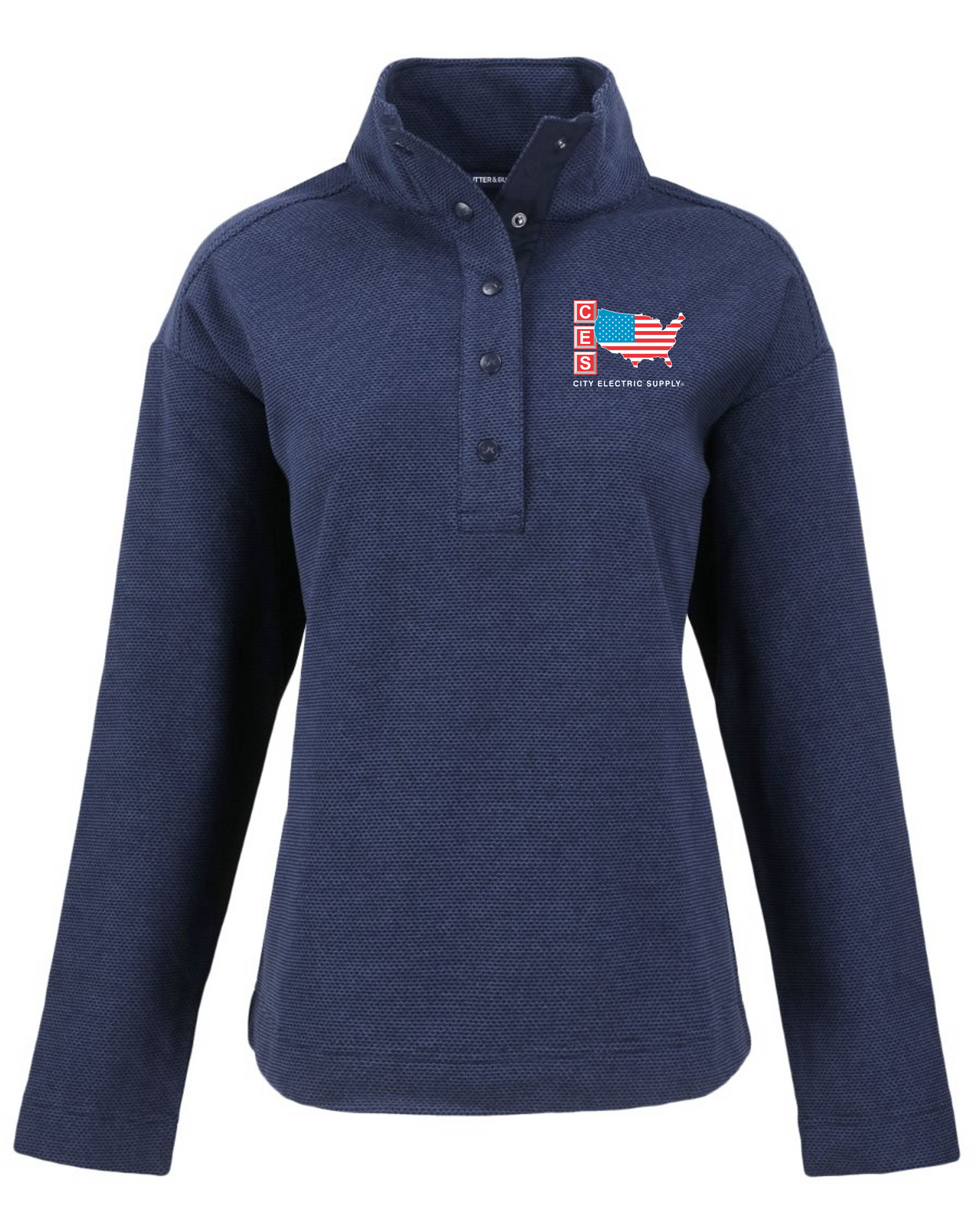 Hunts Point Eco Textured Fleece Recycled Womens Snap Pullover