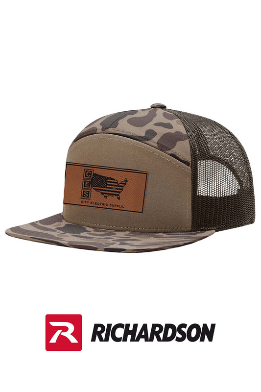 Richardson Printed 7 Panel Trucker *with faux leather patch*