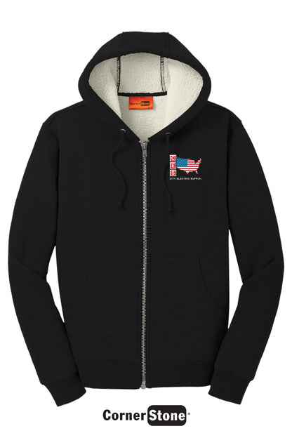 CornerStone® Heavyweight Sherpa-Lined Hooded Fleece Jacket