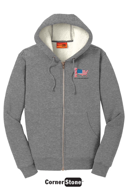 CornerStone® Heavyweight Sherpa-Lined Hooded Fleece Jacket