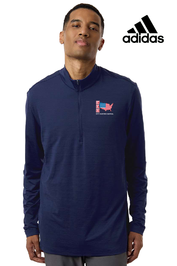 Adidas Men's Textured Stripe Quarter-Zip Pullover
