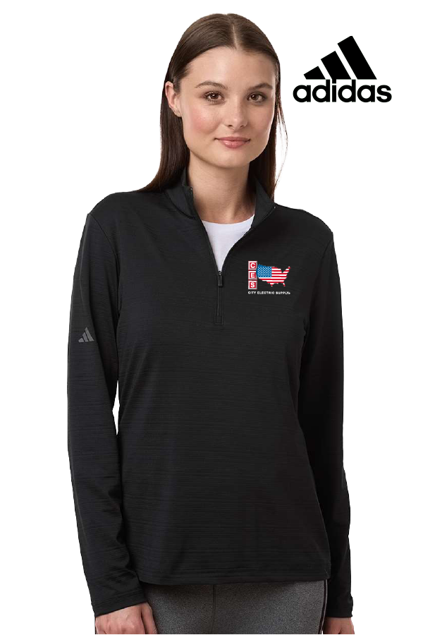 Adidas Women's Textured Stripe Quarter-Zip Pullover