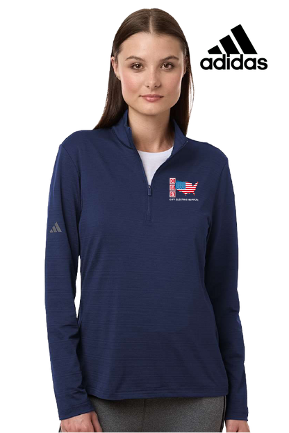 Adidas Women's Textured Stripe Quarter-Zip Pullover
