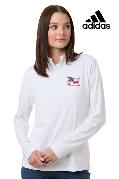 Adidas Women's Textured Stripe Quarter-Zip Pullover