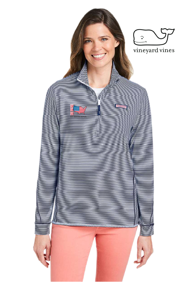 vineyard vines Women's Microstripe Sankaty Half-Zip Pullover