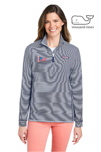 vineyard vines Women's Microstripe Sankaty Half-Zip Pullover