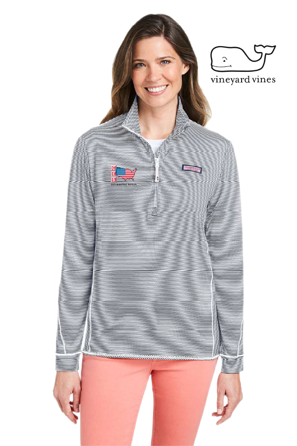 vineyard vines Women's Microstripe Sankaty Half-Zip Pullover