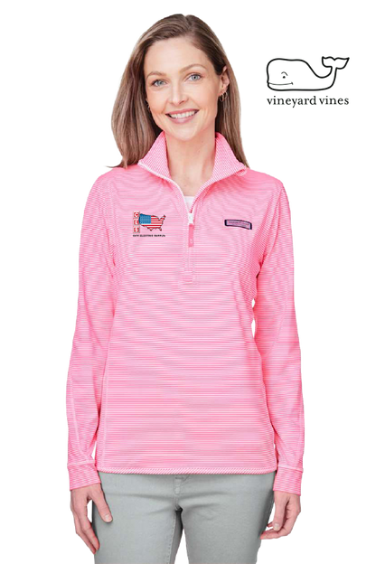 vineyard vines Women's Microstripe Sankaty Half-Zip Pullover