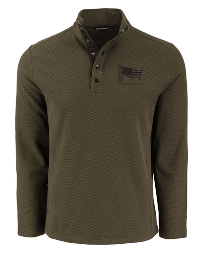 Hunts Point Eco Textured Fleece Recycled Mens Snap Pullover