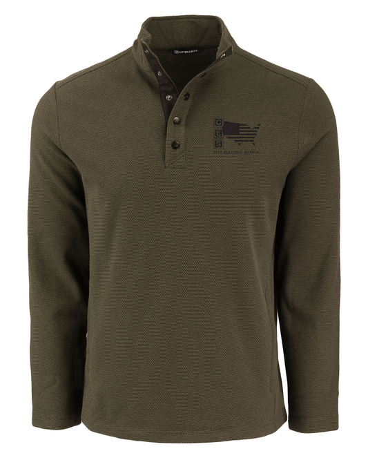 Hunts Point Eco Textured Fleece Recycled Mens Snap Pullover
