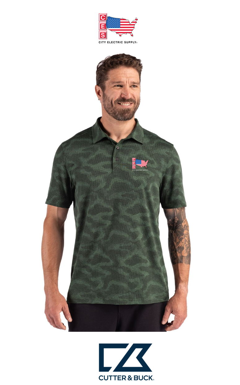 Cutter & Buck Coastline Recycled Double Peached Camo Print Mens Polo