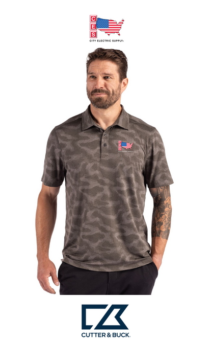 Cutter & Buck Coastline Recycled Double Peached Camo Print Mens Polo