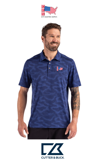 Cutter & Buck Coastline Recycled Double Peached Camo Print Mens Polo