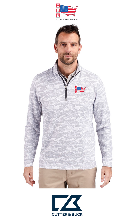 Cutter & Buck Traverse Recycled Smooth Stretch Mens Camo Quarter Zip Pullover