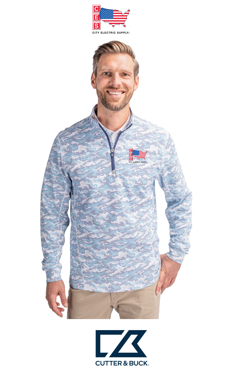 Cutter & Buck Traverse Recycled Smooth Stretch Mens Camo Quarter Zip Pullover