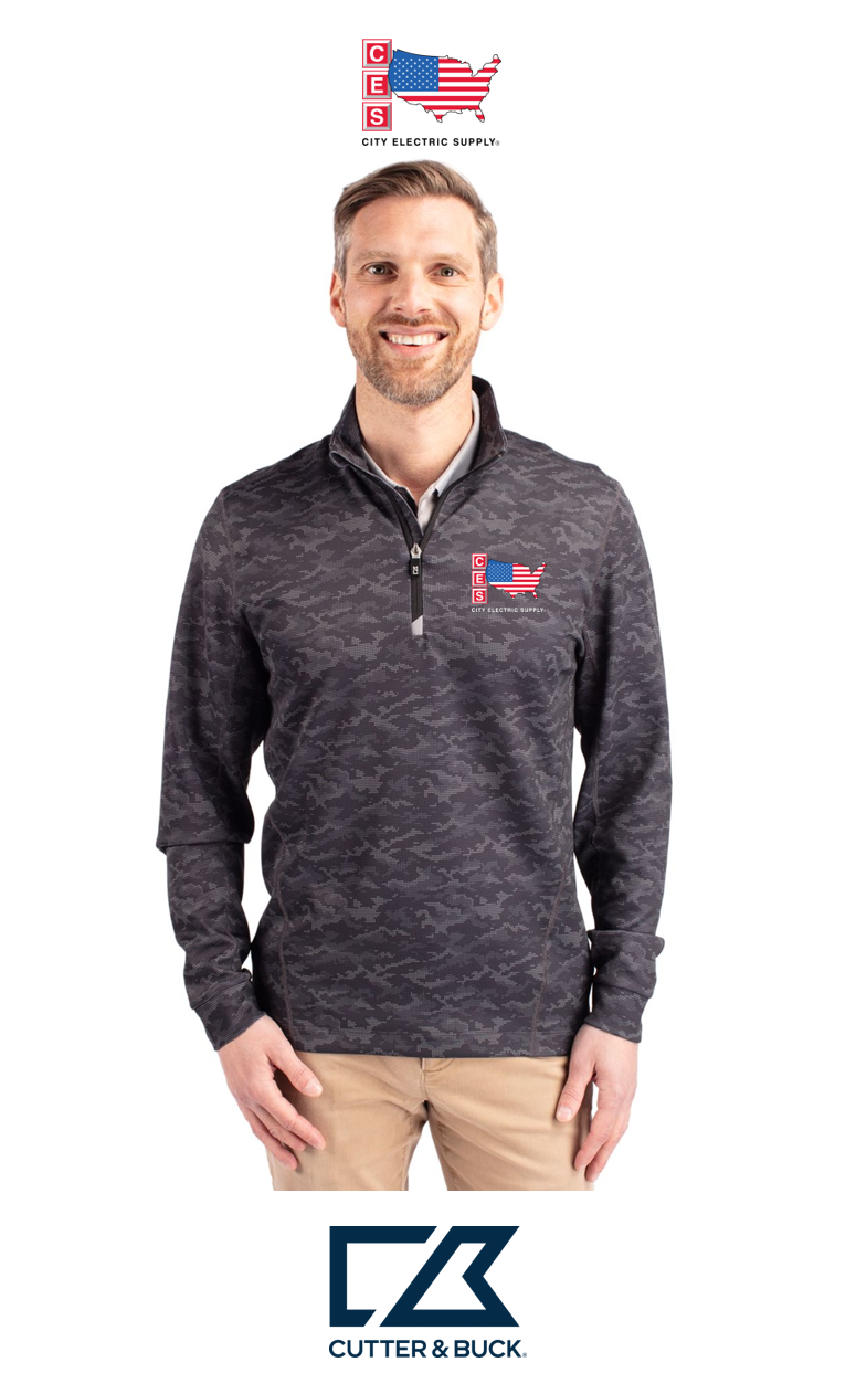 Cutter & Buck Traverse Recycled Smooth Stretch Mens Camo Quarter Zip Pullover
