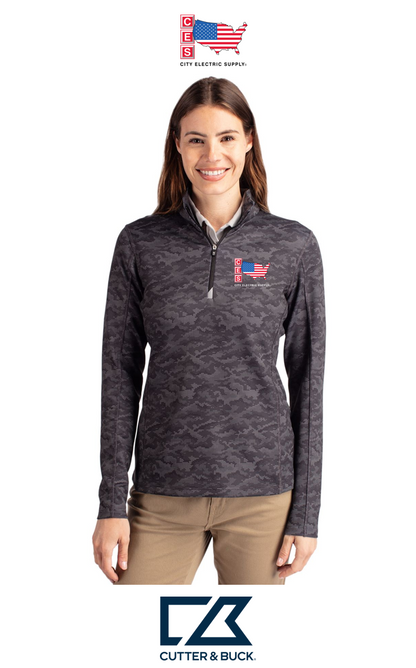 Cutter & Buck Traverse Recycled Smooth Stretch Womens Camo Quarter Zip Pullover