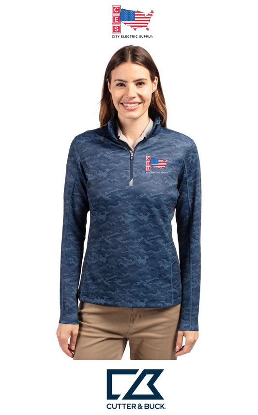 Cutter & Buck Traverse Recycled Smooth Stretch Womens Camo Quarter Zip Pullover