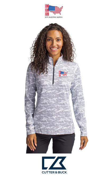 Cutter & Buck Traverse Recycled Smooth Stretch Womens Camo Quarter Zip Pullover
