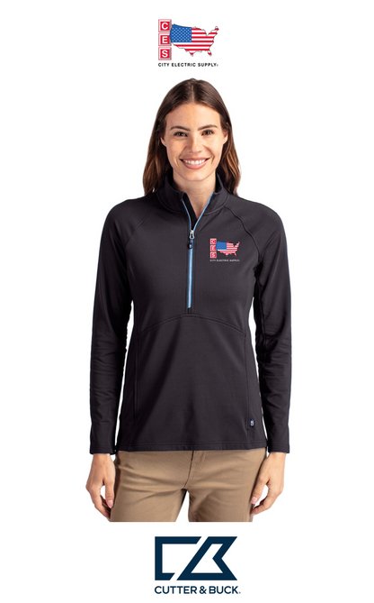 Cutter & Buck Adapt Recycled Soft Knit Stretch Womens Half Zip Pullover