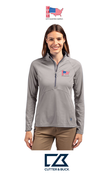 Cutter & Buck Adapt Recycled Soft Knit Stretch Womens Half Zip Pullover
