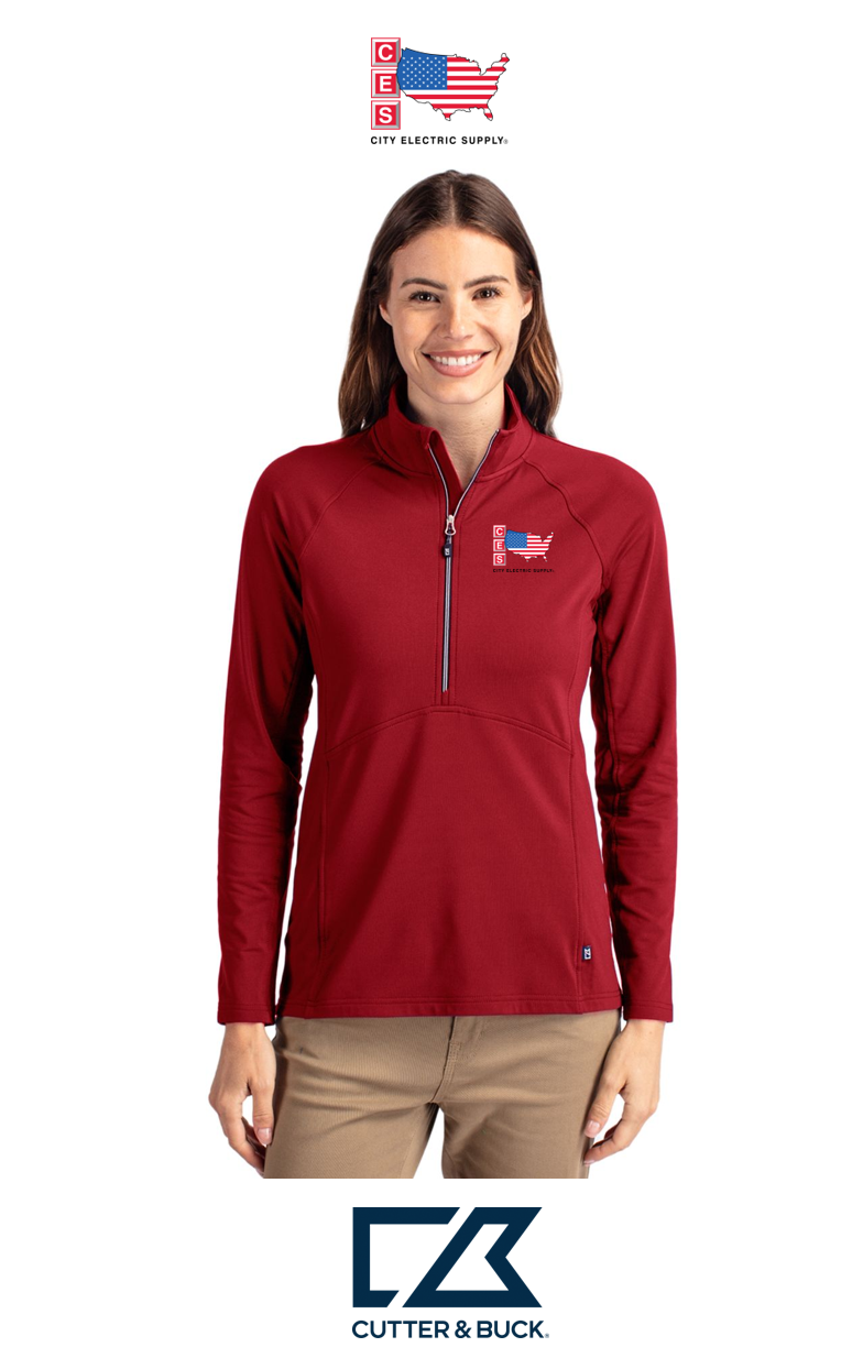 Cutter & Buck Adapt Recycled Soft Knit Stretch Womens Half Zip Pullover
