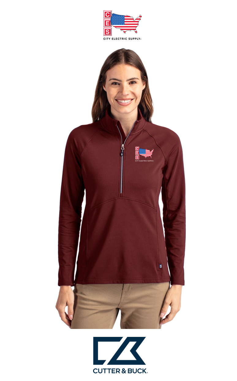Cutter & Buck Adapt Recycled Soft Knit Stretch Womens Half Zip Pullover