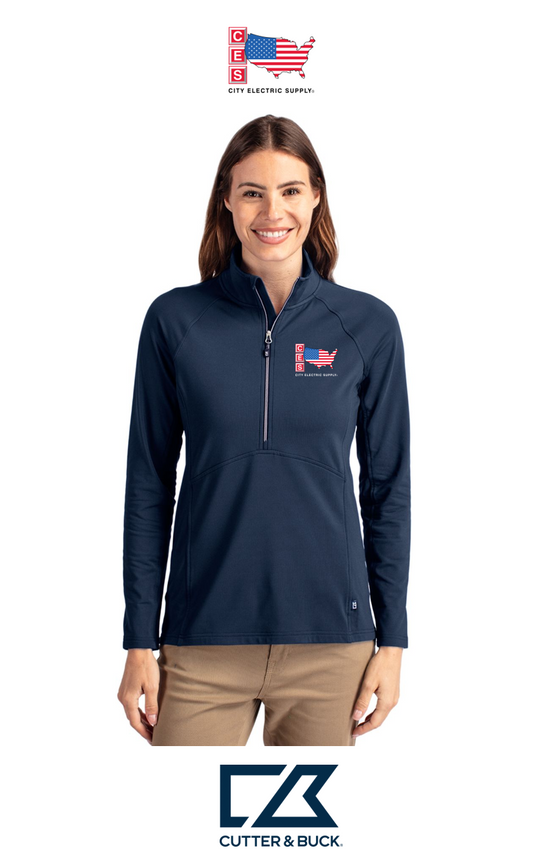 Cutter & Buck Adapt Recycled Soft Knit Stretch Womens Half Zip Pullover