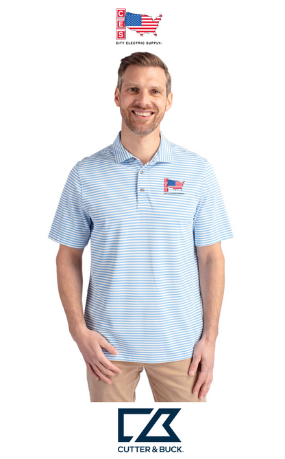 Cutter & Buck Virtue Recycled Stripe Featherlight Pique Mens Polo