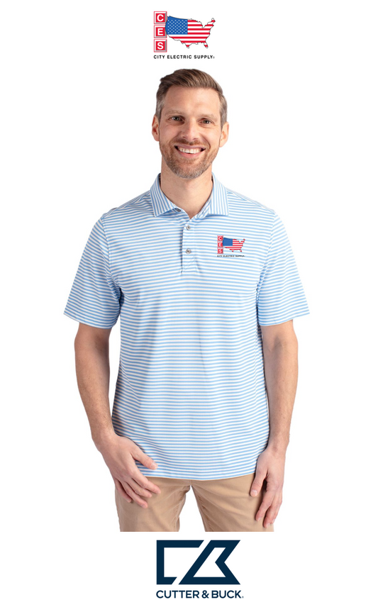 Cutter & Buck Virtue Recycled Stripe Featherlight Pique Mens Polo
