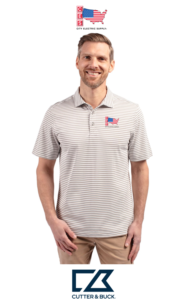 Cutter & Buck Virtue Recycled Stripe Featherlight Pique Mens Polo