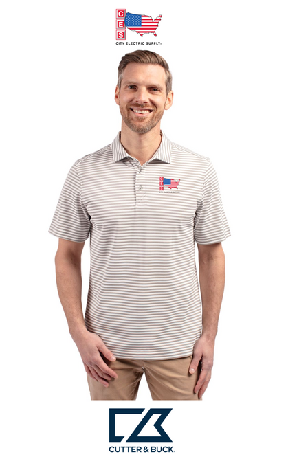 Cutter & Buck Virtue Recycled Stripe Featherlight Pique Mens Polo