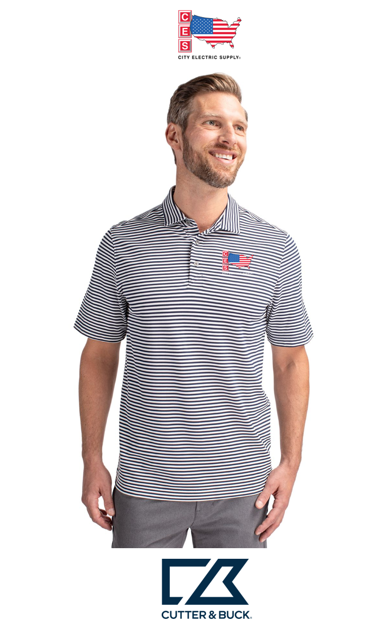 Cutter & Buck Virtue Recycled Stripe Featherlight Pique Mens Polo
