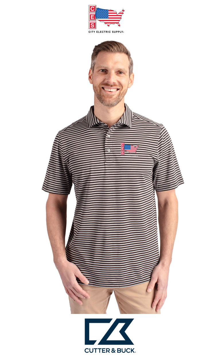 Cutter & Buck Virtue Recycled Stripe Featherlight Pique Mens Polo
