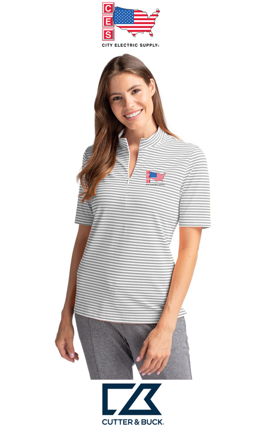 Cutter & Buck Virtue Recycled Stripe Featherlight Pique Womens Half Zip
