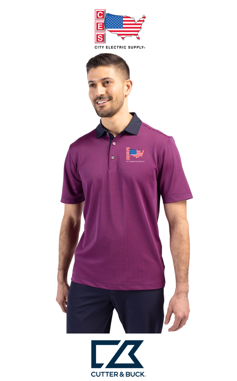 Cutter & Buck Virtue Recycled Micro Stripe Featherlight Pique Mens Polo