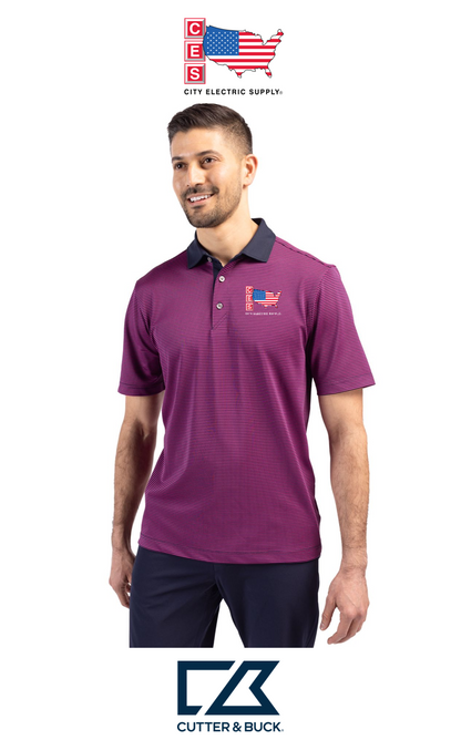 Cutter & Buck Virtue Recycled Micro Stripe Featherlight Pique Mens Polo