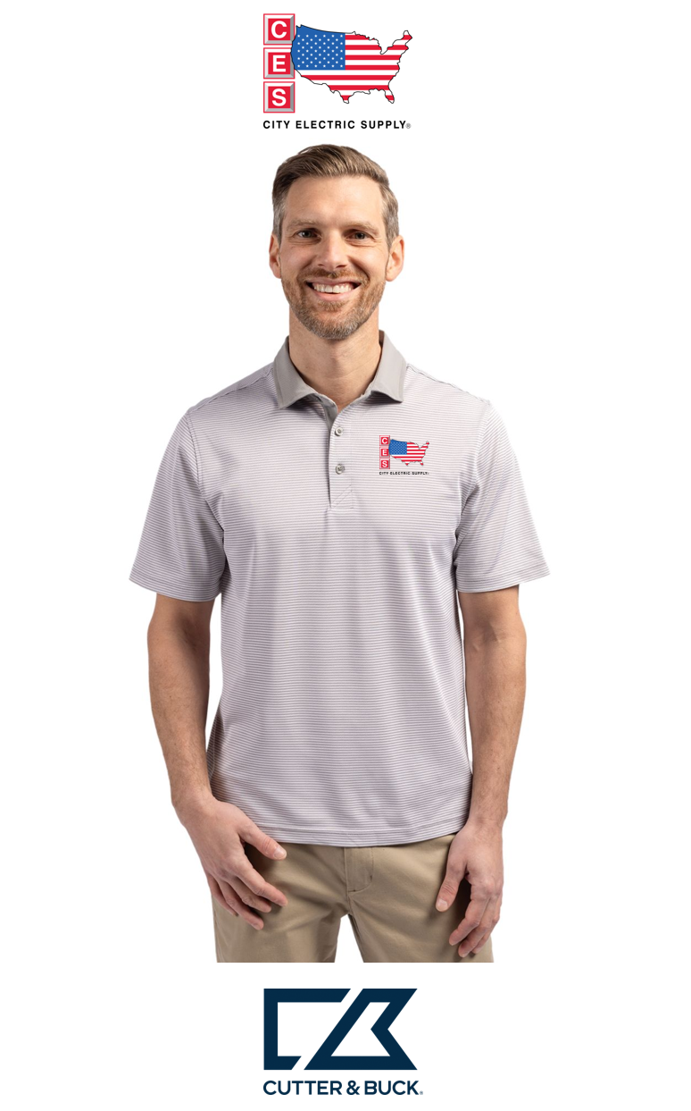 Cutter & Buck Virtue Recycled Micro Stripe Featherlight Pique Mens Polo