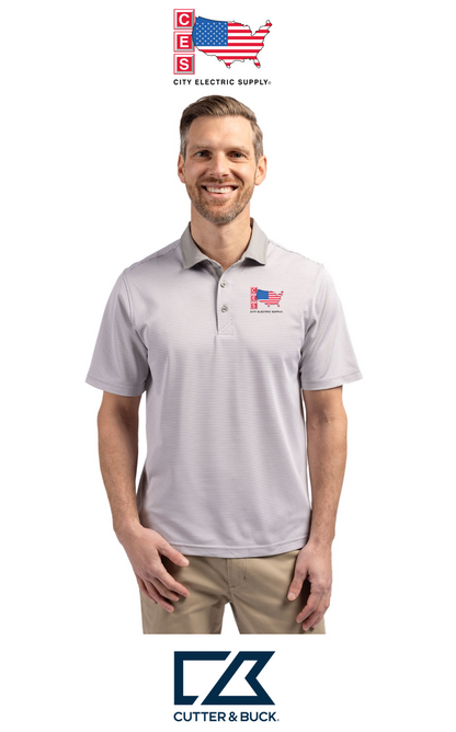 Cutter & Buck Virtue Recycled Micro Stripe Featherlight Pique Mens Polo
