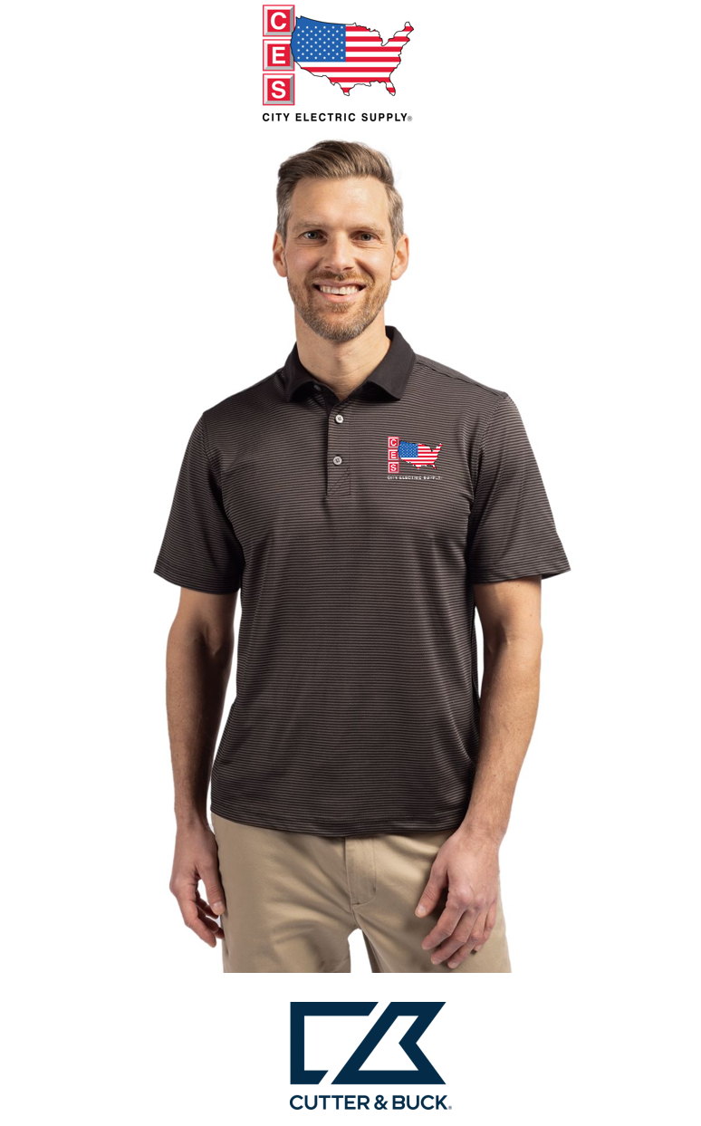 Cutter & Buck Virtue Recycled Micro Stripe Featherlight Pique Mens Polo